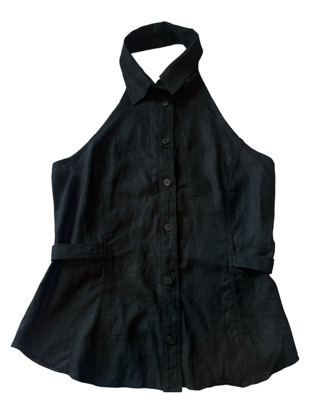 NWOT Zara Linen black halter button vest Size M